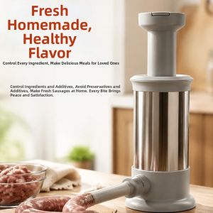 OEUVR Stainless Steel Manual Enema Device Food-Grade Large Capacity Sausage Maker Easy Clean Press-Type Meat Enema Device Homemade Use