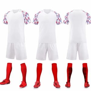 Mens football uniform set with printed designs for student competition training sports and childrens short-sleeve football clothes with printed lettering