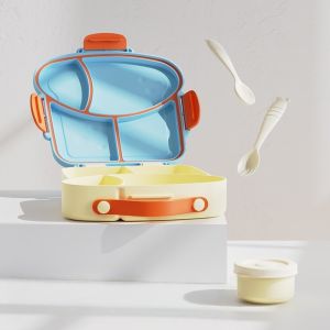 New Kids Student Lunch Box Large Capacity Sealed Compartmented Lunch Box With Utensils for Schools
