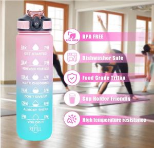 Botol Air 1 LITER Botol Air Jumbo Motivational Water Bottle 1122-156