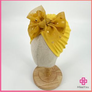 Missyou   หมวกบีนนี่ผ้าโพกหัวประดับโบว์ หมวกเด็กแรกเกิดโบว์ใหญ่ น่ารักเกินปุยมุย baby hat