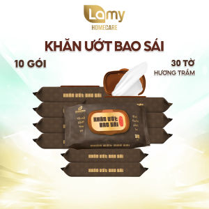 Combo 10 gói khăn ướt bao sái lau bàn thờ EcoWipes 30 tờ/gói Hương Trầm