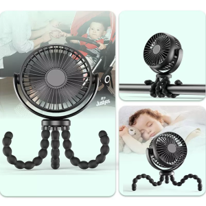 Lovey Stroller Fan Portable Fan USB Rechargeable Octopus Fan Desktop Bracket Flexible Tripod Hanging
