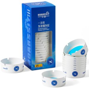 SG Disposable Foam Ashtray 25PCS Portable Smokeless Absorbent Gel Anti‑Ash Scattering For Car Home Office Travel Use
