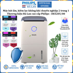 [Trả góp 0%]Máy lọc không khí kiêm hút ẩm thương hiệu cao cấp Philips DE5205/00 - Cảm biến chất lượng không khí: 4 màu  - Công suất: 355W - Hàng Nhập Khẩu