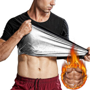 เสื้อเชิ้ตทำให้หุ่นเพรียวบางสำหรับผู้ชายชุดซาวน่าเหงื่อชุดรัดเอวใส่ออกกำลังกายกระชับรูปร่างสำหรับลดน้ำหนัก