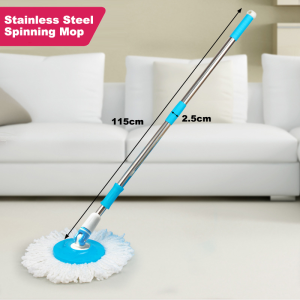 Rotatable Cleaning Mops with Replaceable Mop Heads Round 360 Degrees Rotating Floor Mop Pole Household Cleaning Tools