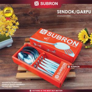 SUBRON Sendok Garpu Makan 35 Gram 1 Box 6 pcs Stainless Steel Tebal Alat Makan Dapur