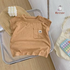 Áo thun ba lỗ tank top hàn quốc BERNIE cotton xược có túi kiểu phong cách cho bé từ 1 đến 7 tuổi