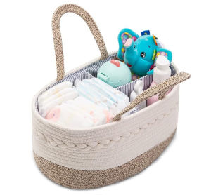 Baby Diaper Cotton Woven Caddy Multi Purpose Caddy Organizer Category Placement Toy Storage Basket Woven Mommy Bag