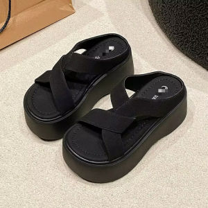 Free Shipping High-End WomenS Outdoor Sandals 2026 Summer New Fashion High Heels 8Cm Thick-Soled Platform Shoes For Petite Women