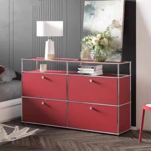 ⚡Luxury USM Style Stainless Steel Storage Cabinet Modern Minimalist Sideboard Dining Room Metal Locker with Ins Wind Design