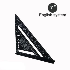 PICKIT Aluminium Alloy 7Inch Triangle Ruler Inch Metric Angle Ruler Precision Measurement Tool  Woodworking Tools Carpenter Tools