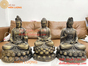 Tượng Tây Phương Tam Thánh Bằng Đồng Cao 30cm