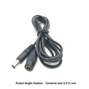 5 Meter 12V DC Power Supply Cable Extension Cord Female to Male Plug Adapter 5.5mm*2.1mm