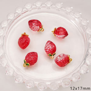 2pcs pha lê thủy tinh hồng đào Mặt Dây Chuyền Hạt dâu tây quyến rũ cho bông tai vòng đeo tay trang trí tự làm phụ kiện làm đồ trang sức