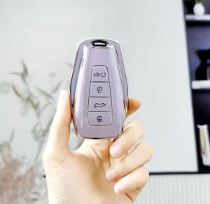 P Proton Geely X50 Soft Luxury TPU Leather Remote Control Car Key Cover Protection Case Shell Accessories 4 Buttons Auto Styling Fob Accessories 吉利TPU皮革车遥控钥匙保护套 3236