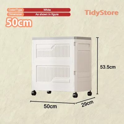 【TidyStore】(50-60cm) Foldable Home Storage Cabinet Large Capacity Flip-Top Storage Box with Wheels Clothing storage box Toy storage cabinet