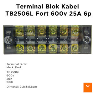 Terminal Blok Kabel TB2506L Fort 600v 25A 6p Terminal Blocks
