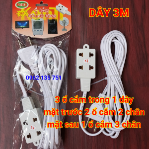 Ổ Cắm Đa Năng Liền Dây 1000W ổ cắm nối lưu động 3m - 5m