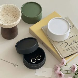 WAPKTY Paper Round Jewelry Box 10x5cm Multi Color Ring Gift Container Portable Round Jewelry Packaging Box Jewelry Daily Storage