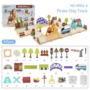 DIY Maze Puzzle Maze Building Block Track Car Set Ferris Wheel Pirate Style Educational Toy
