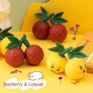 BANZU Fresh Rubber Squeeze Toy Shapeable Fidget Yangmei Skewers Squeeze Toy Sensory Toys Realistic Fruit Pinch Toy Children Birthday Gift