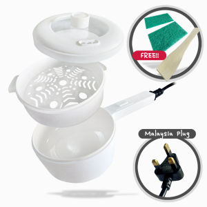 1.8L Non Stick Electric Easy Multi Cooker Pot With Steamer 700W 350W *FREE Wood Turner & Slim Scrub Sponge / Malaysia Plug / All In One / Steamer / Rack / Fryer / Cooking / Sizzling / Grilling / Shabu / Steamboat / 1.8公升多功能家用 煮蒸煎炒火锅迷你电热锅