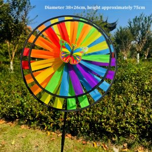 LITTLEX Multistyles Colorful s Dazzling Film Windmill PVC Color Changing Bright Outdoor Party Garden Yard Windmill Double Layered Stake Standing Lawn Flower Pinwheel Outdoor Party Picnic Decor