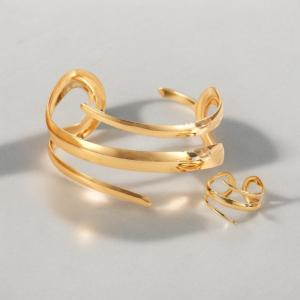 MillionGrid 2 pcs thiết lập phóng đại cá tính màu vàng xoắn ốc nhiều lớp vòng đeo tay vòng cho phụ nữ Đảng đi lại quyến rũ Bộ đồ trang sức Bộ quà tặng