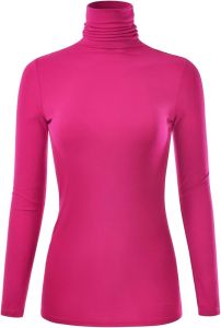 EIMIN  Womens Long Sleeve High Neck Lightweight Pullover Slim Fit  T  T-shirt Sweater (S-3XL)