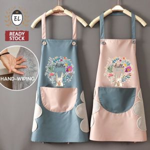 Kitchen Apron Hand Wiping🔥Ready Stock🔥Waterproof Neck Hanging Pocket Cooking Baking / Lap Tangan Apron Dapur 擦手围裙