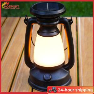 【HOSPORT】LED LED LED วินเทจ LED LED โคมไฟตั้งแคมป์ 800mAh/1200mAh Type-C USB การชาร์จแสงอาทิตย์กันน้ำแสงกลางแจ้ง