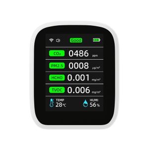XGA38 with NDIR Technology 8-in-1 Indoor Air Quality Monitor Temperature Detector Humidity Detector CO 2 Detector Smart Alarm Clock Smart Air Quality Sensor CO 2