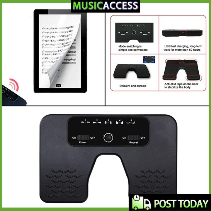 Pédale Bluetooth Page Turner - 6 Modes - Pour Musiciens, Tablettes, Smartphones - Rechargeable USB-C