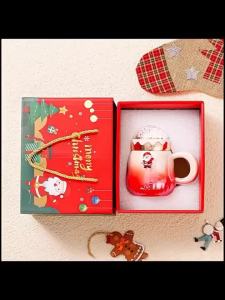 Christmas Gradient Cup High-value Ceramic Water Cup Couple Mug with Lid Niche Milk Cup Drinking Water Gift Cốc gradient Giáng sinh cốc nước gốm sứ thẩm mỹ cao cốc đôi có nắp cốc sữa độc đáo hộp quà tặng nước uống.