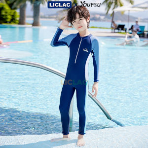 Đồ bơi liền thân dài tay bé trai chống nắng YOUYOU co giãn 4 chiều thời trang đi biển bể bơi DB32685