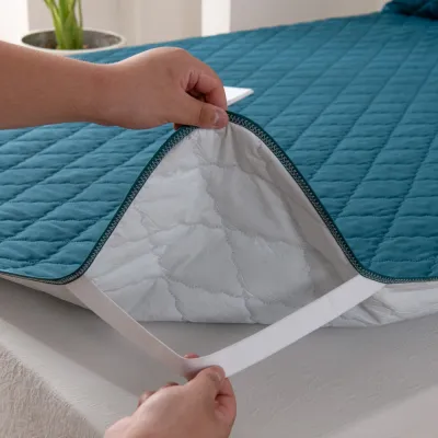 Plush Velvet Mattress Topper Thick Quilted Bed Mat with Elastic Straps Soft Mattress Pad for Single/Queen/King Size