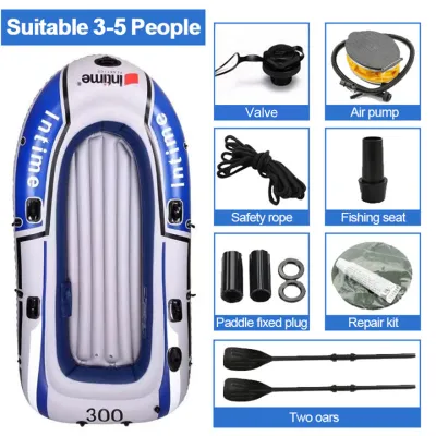 【COD】Inflatable boat inflatable boat Rubbe Boat Thick Fishing Boat Canoe Rubber Boat INTIME fishing boat including 4-6 adults thicker Sports Kayak Boat For Sale PVC Pump with Oars Set inflatable boat