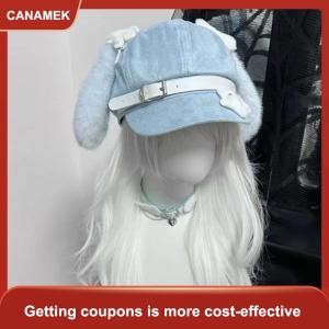 【CANAMEK】 Gothic Lolita Beret Kawaii Hat Punk Xương Dài Tai Puppy Hat Cho Phụ Nữ Cô Gái Cosplay Mũ Đa Năng Kem Chống Nắng Hat Quà Tặng