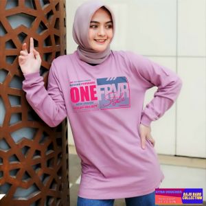 BAJUBARU Baju atasan wanita lengan panjang lilac kaos Hijab trending 2022 kasual t-shirt wanita viral elegan ootd selebgram terbaru kaos basic forever cewek hijab aestethic tunik wanita blus wanita kaos wanita remaja keren kaos olahraga kaos santai