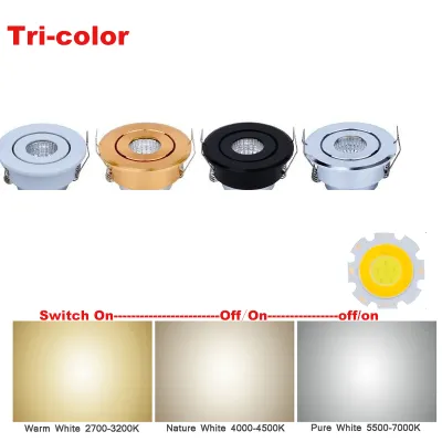 Tri-Color Mini Cabinet Spotlight LED Downlight COB 3w 5w Down Lamp for Wine Showcase 220vTwo color Home Ceiling Lighting 52mm Hole 40mm