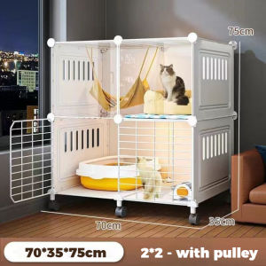 Cat House Rabbit Cage Indoor Small Cat Cage Large Space Cat Villa With Toilet Cat Condo Transparent Panel Rabbit And Dog