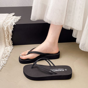 Free Shipping WomenS Flip-Flops With Thin Straps Simple Design Breathable Foam Soles Wedge Heels Summer Sandals Height-Increasing Sandals And Beach Sandals For Vacations