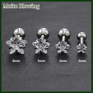 Moito 316L thép không gỉ Helix Sao Bông tai phụ nữ 1PC xu hướng Zircon Thùy rook sụn tai trang sức phụ kiện cơ thể