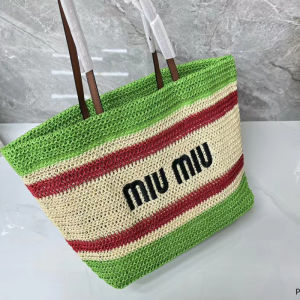 2026 Summer New fashion Womens Bag Large Capacity Straw Handbag Woven Contrast Color Beach Tote Shoulder Bag