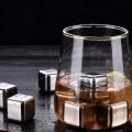 Stainless Steel Ice Cubes Reusable Ice Cubes with Tongs Stopper Quick Frozen Chilling Stone Cooler. 