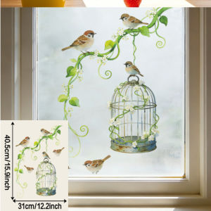Bird & Birdcage Window Sticker | Peel & Stick Glass Decal | Local Stock | Fast 2-Day Delivery