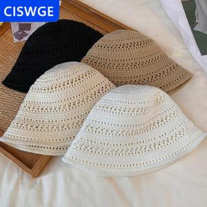 [COD] CISWGE Mùa hè mới rỗng dệt kim chống nắng và mũ che nắng cho phụ nữ giải trí đa năng nhỏ thời trang tươi nồi mũ