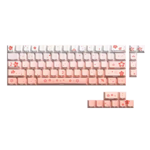 74Key Translucents Keycaps Sakuras Side Print Backlit Shines Through Keycaps for 60 61 65 67 68 Keyboards
